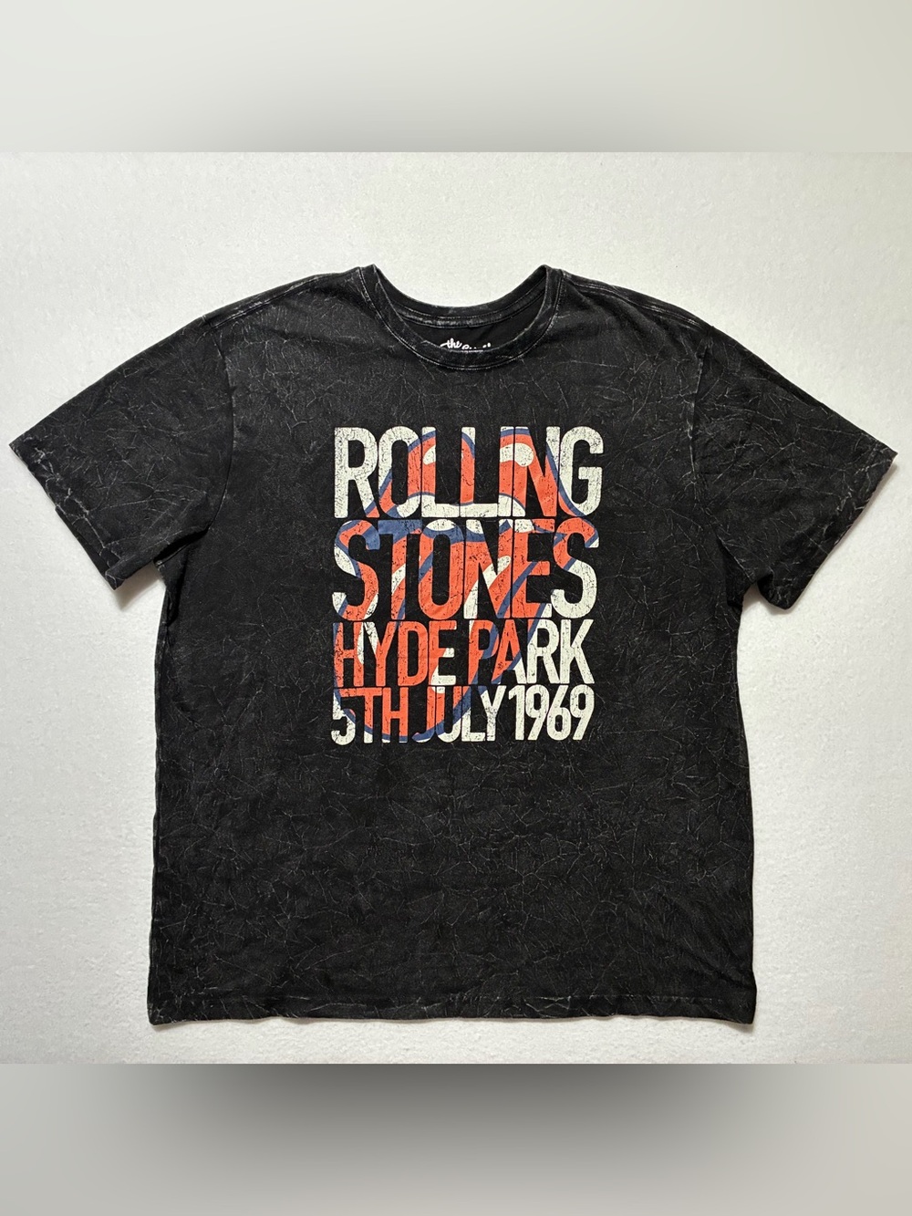 Rolling Stones Hyde Park 5th Ju1y 1969 T-Shirt Charcoal Gray Acid Wash Size XXL
